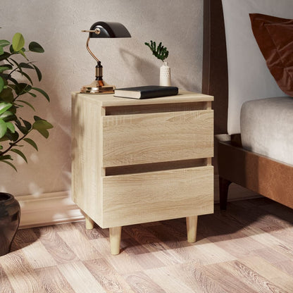 805858 vidaXL Bed Cabinets & Solid Pinewood Legs 2 pcs Sonoma Oak 40x35x50 cm