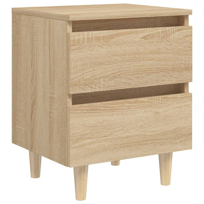 805858 vidaXL Bed Cabinets & Solid Pinewood Legs 2 pcs Sonoma Oak 40x35x50 cm