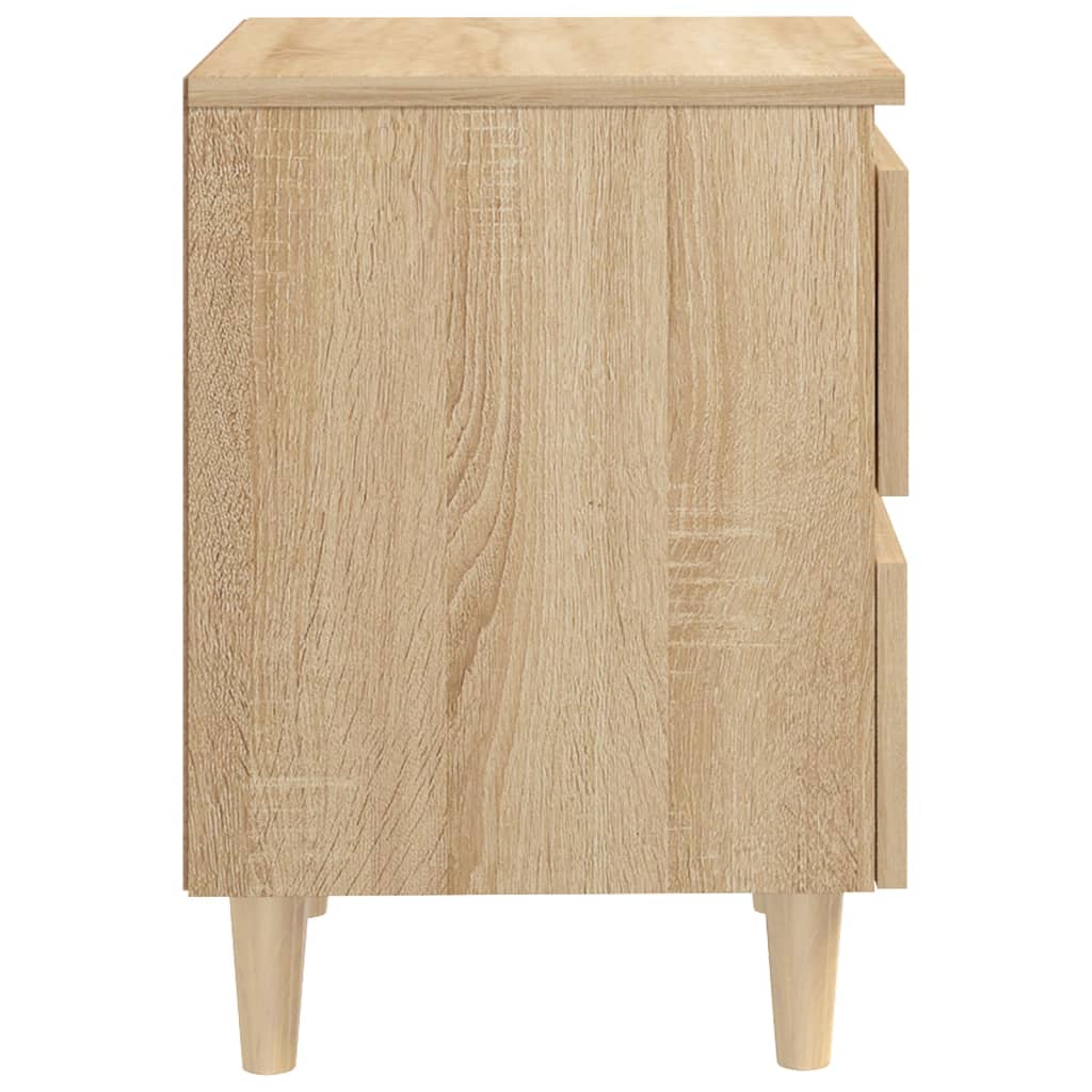 805858 vidaXL Bed Cabinets & Solid Pinewood Legs 2 pcs Sonoma Oak 40x35x50 cm