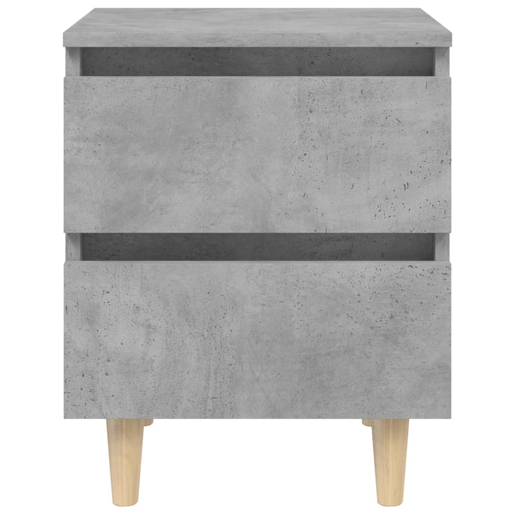 vidaXL Bed Cabinet with Solid Pinewood Legs Concrete Grey 40x35x50 cm
