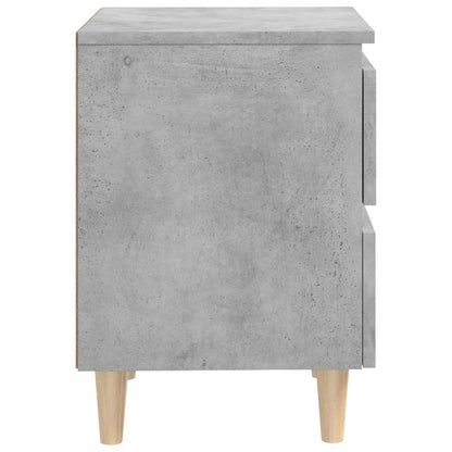 805859 vidaXL Bed Cabinet with Solid Pinewood Legs Concrete Grey 40x35x50 cm