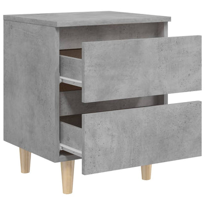 805859 vidaXL Bed Cabinet with Solid Pinewood Legs Concrete Grey 40x35x50 cm