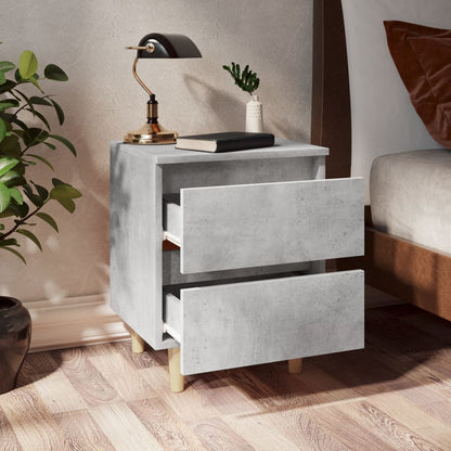 805859 vidaXL Bed Cabinet with Solid Pinewood Legs Concrete Grey 40x35x50 cm