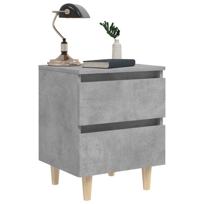 805859 vidaXL Bed Cabinet with Solid Pinewood Legs Concrete Grey 40x35x50 cm
