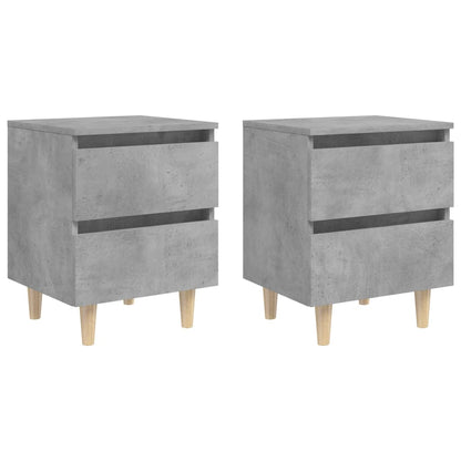 805860 vidaXL Bed Cabinets & Solid Pinewood Legs 2 pcs Concrete Grey 40x35x50 cm