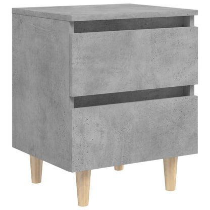 805860 vidaXL Bed Cabinets & Solid Pinewood Legs 2 pcs Concrete Grey 40x35x50 cm
