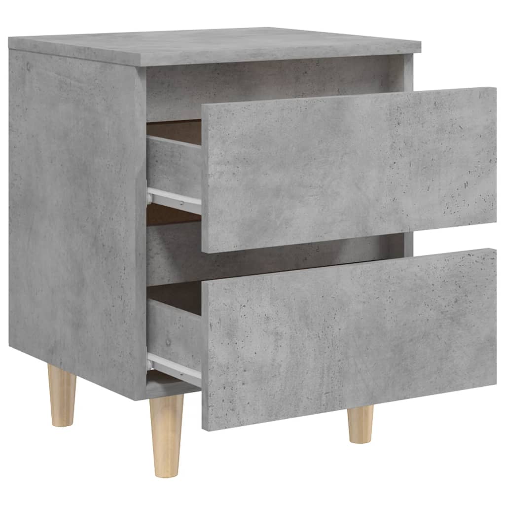 805860 vidaXL Bed Cabinets & Solid Pinewood Legs 2 pcs Concrete Grey 40x35x50 cm