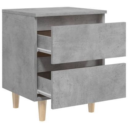 805860 vidaXL Bed Cabinets & Solid Pinewood Legs 2 pcs Concrete Grey 40x35x50 cm