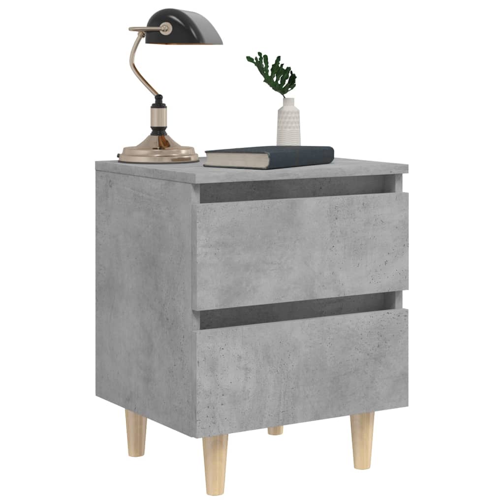 805860 vidaXL Bed Cabinets & Solid Pinewood Legs 2 pcs Concrete Grey 40x35x50 cm