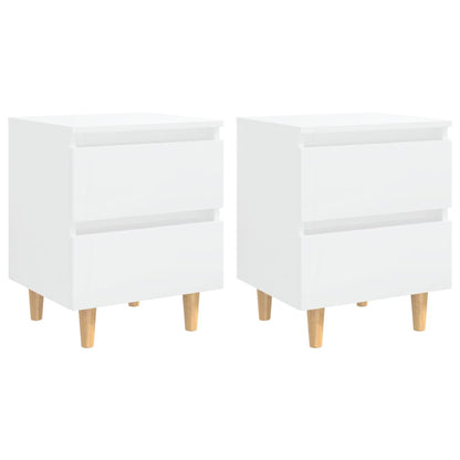 vidaXL Bed Cabinets & Pinewood Legs 2 pcs High Gloss White 40x35x50cm