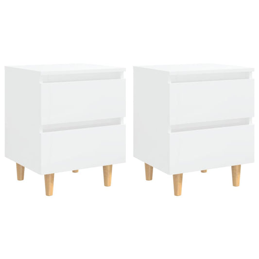 vidaXL Bed Cabinets & Pinewood Legs 2 pcs High Gloss White 40x35x50cm