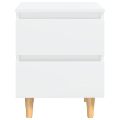 vidaXL Bed Cabinets & Pinewood Legs 2 pcs High Gloss White 40x35x50cm