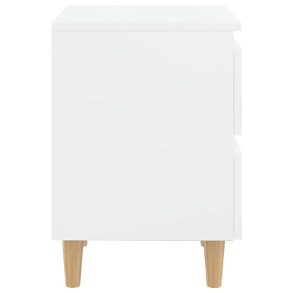 vidaXL Bed Cabinets & Pinewood Legs 2 pcs High Gloss White 40x35x50cm
