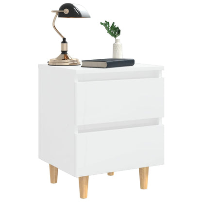 vidaXL Bed Cabinets & Pinewood Legs 2 pcs High Gloss White 40x35x50cm