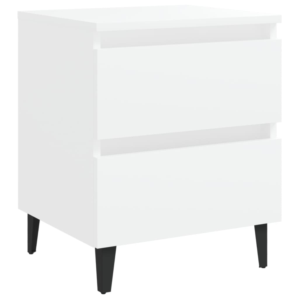 vidaXL Bed Cabinet | White | Engineered wood, Metal (legs) | Medium |  Sleek