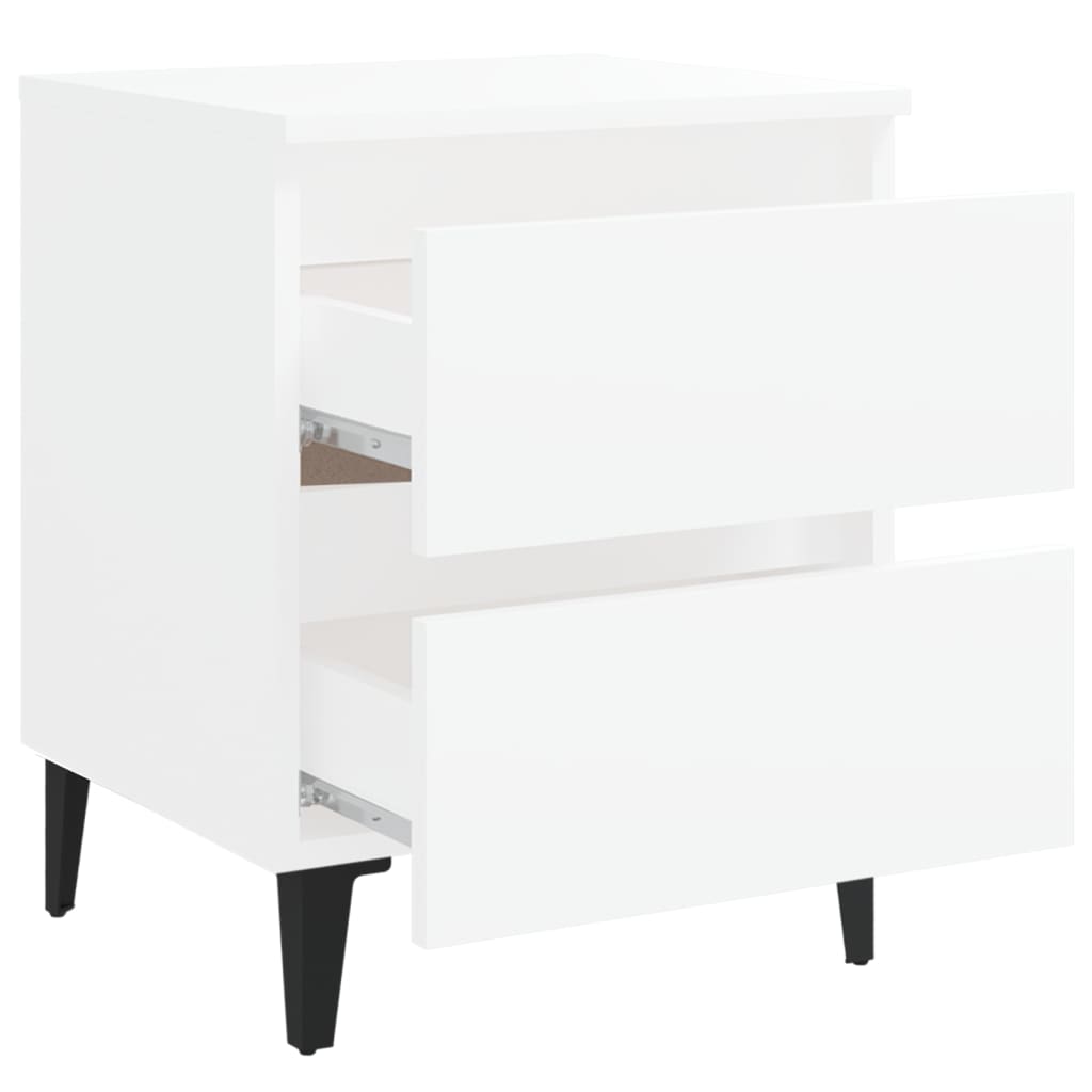 vidaXL Bed Cabinet | White | Engineered wood, Metal (legs) | Medium |  Sleek