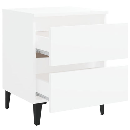 vidaXL Bed Cabinet | White | Engineered wood, Metal (legs) | Medium |  Sleek