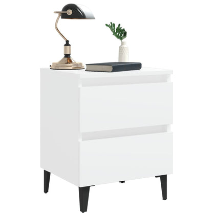 vidaXL Bed Cabinet | White | Engineered wood, Metal (legs) | Medium |  Sleek