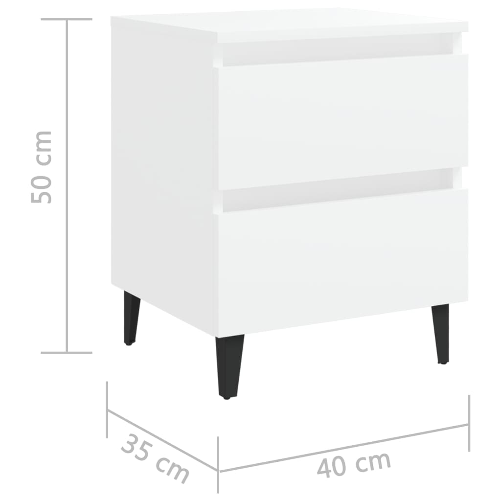 vidaXL Bed Cabinet | White | Engineered wood, Metal (legs) | Medium |  Sleek