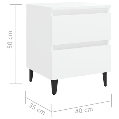 vidaXL Bed Cabinet | White | Engineered wood, Metal (legs) | Medium |  Sleek