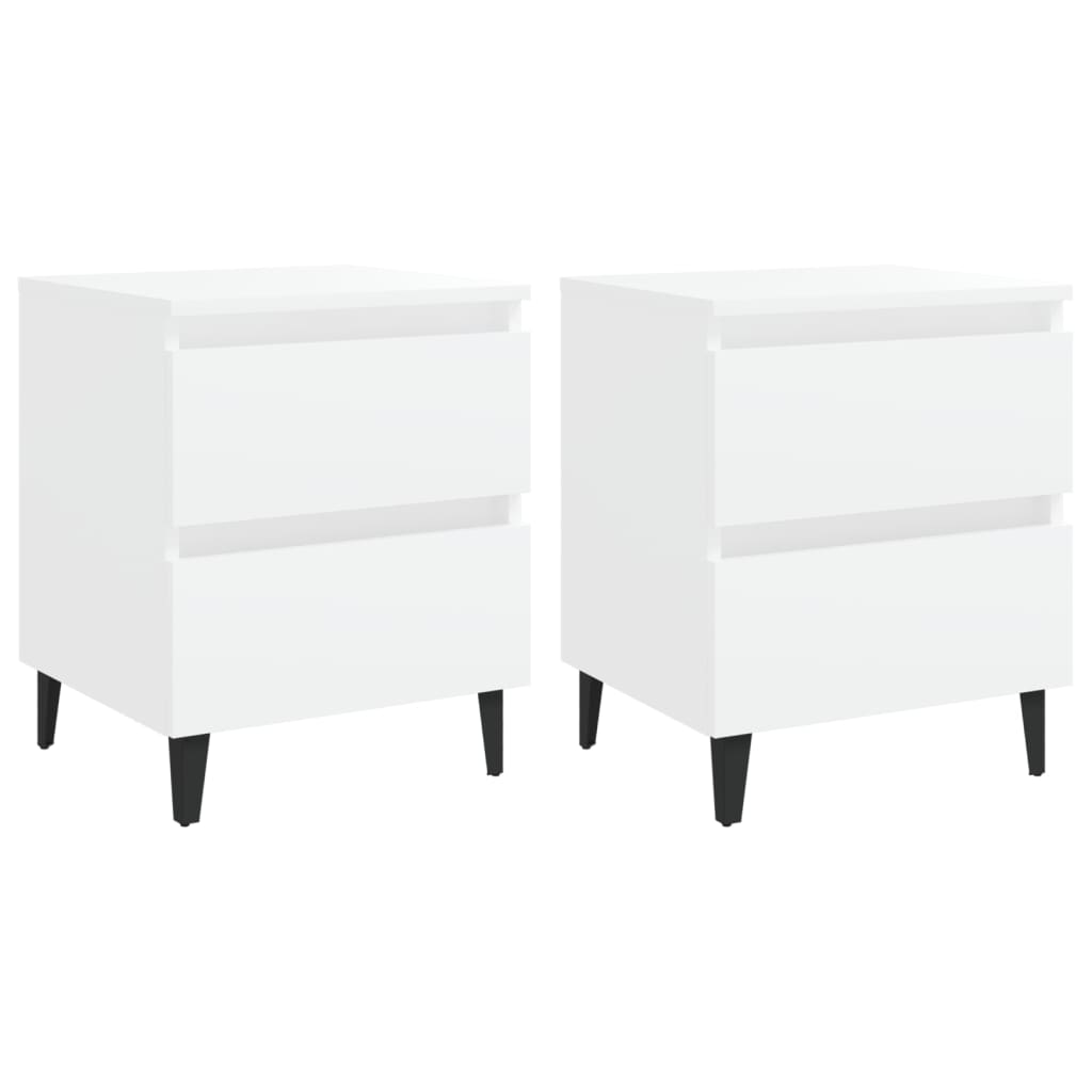 805870 vidaXL Bed Cabinets 2 pcs White 40x35x50 cm Engineered Wood