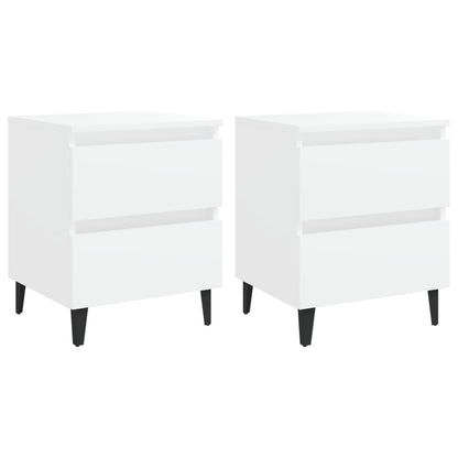 805870 vidaXL Bed Cabinets 2 pcs White 40x35x50 cm Engineered Wood