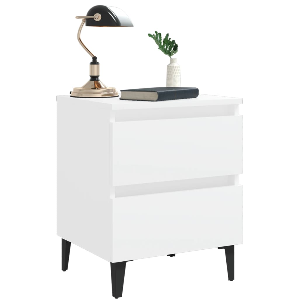 805870 vidaXL Bed Cabinets 2 pcs White 40x35x50 cm Engineered Wood