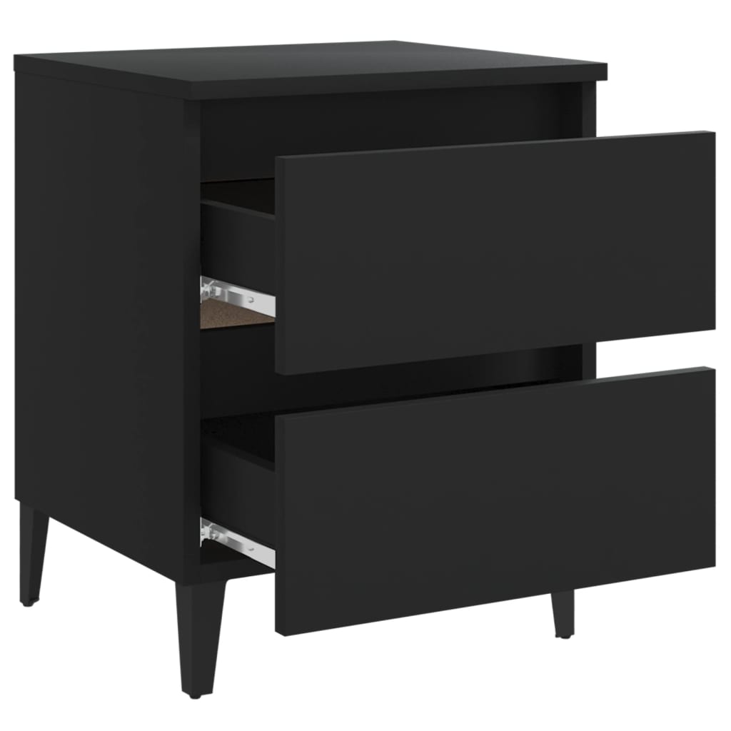 vidaXL Bed Cabinet | Black | Engineered wood, Metal | Standard | Bed Cabinet