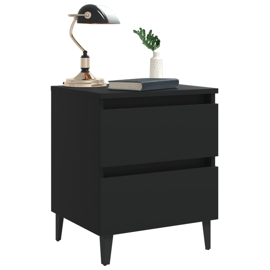 vidaXL Bed Cabinet | Black | Engineered wood, Metal | Standard | Bed Cabinet