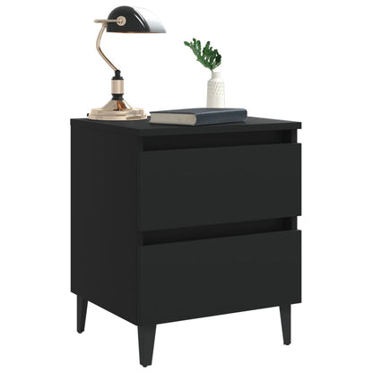 vidaXL Bed Cabinet | Black | Engineered wood, Metal | Standard | Bed Cabinet
