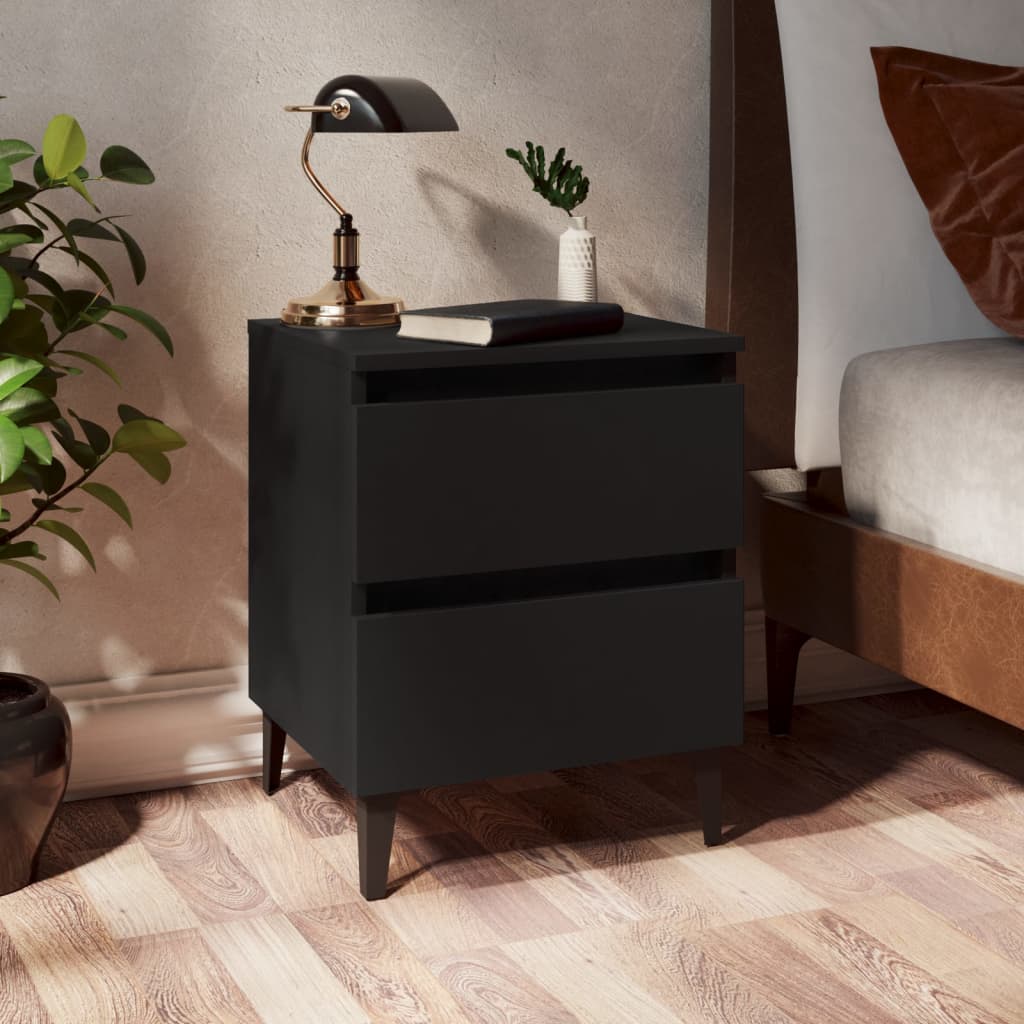 vidaXL Bed Cabinet | Black | Engineered wood, Metal | Standard | Bed Cabinet
