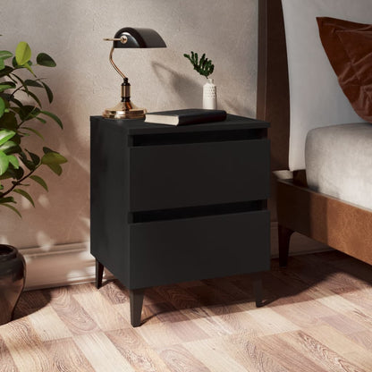 vidaXL Bed Cabinet | Black | Engineered wood, Metal | Standard | Bed Cabinet