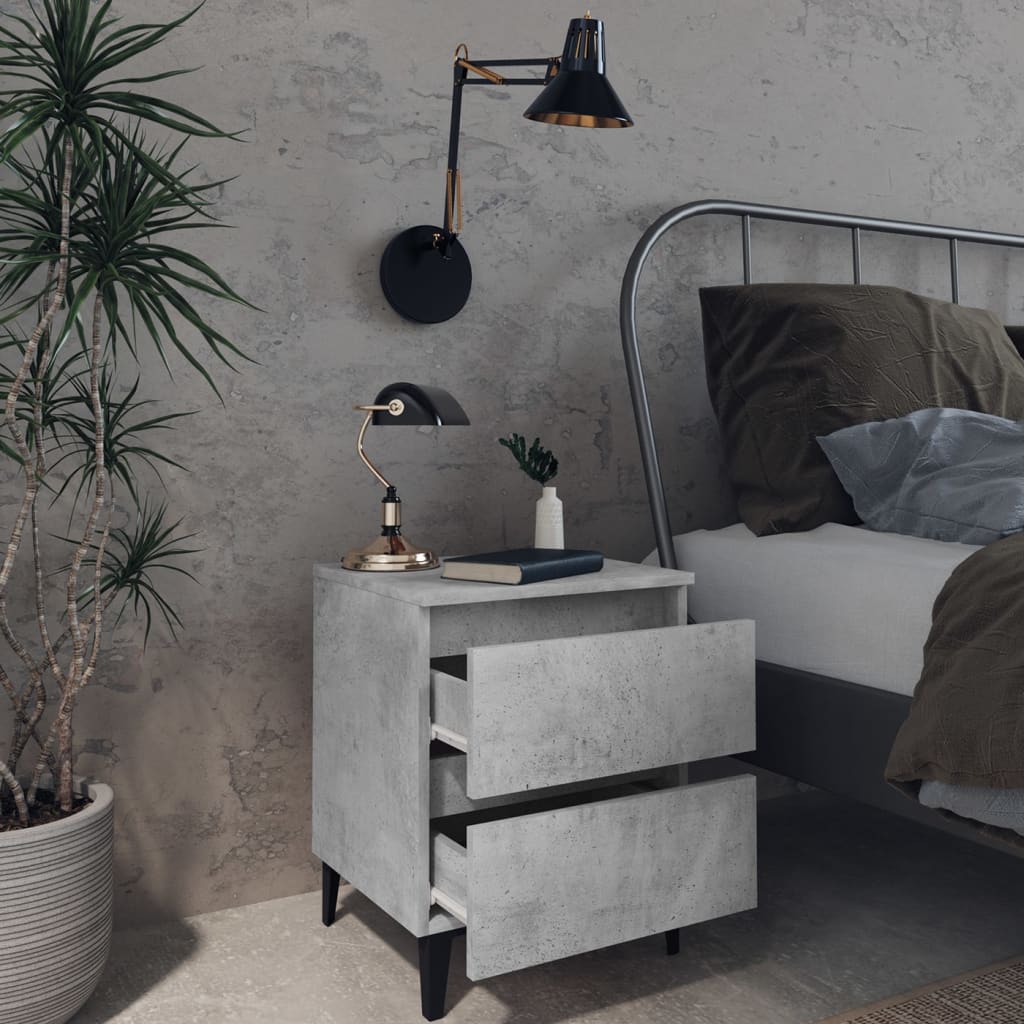 vidaXL Bed Cabinet | Concrete grey | Engineered wood | 40x35x50 cm | Bed Cabinet