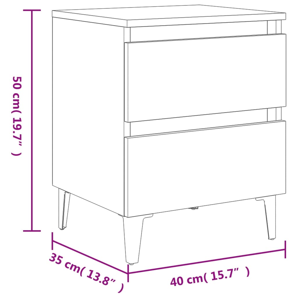 vidaXL Bed Cabinet | Concrete grey | Engineered wood | 40x35x50 cm | Bed Cabinet