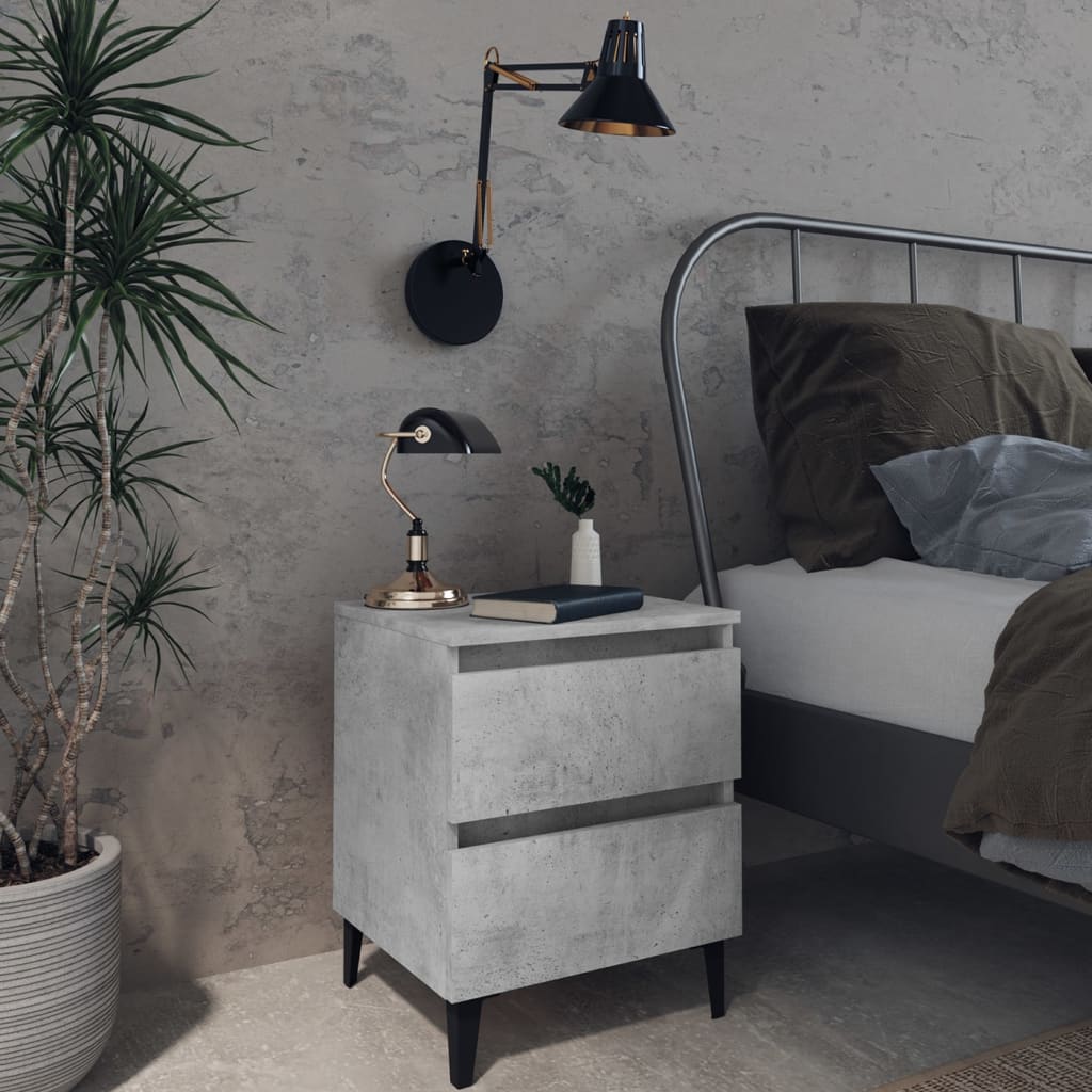 vidaXL Bed Cabinets 2 pcs Concrete Grey 40x35x50 cm Engineered Wood