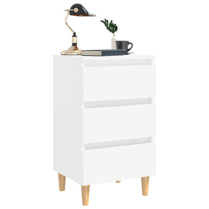 vidaXL Bed Cabinet | White | Engineered wood, Solid eucalyptus wood