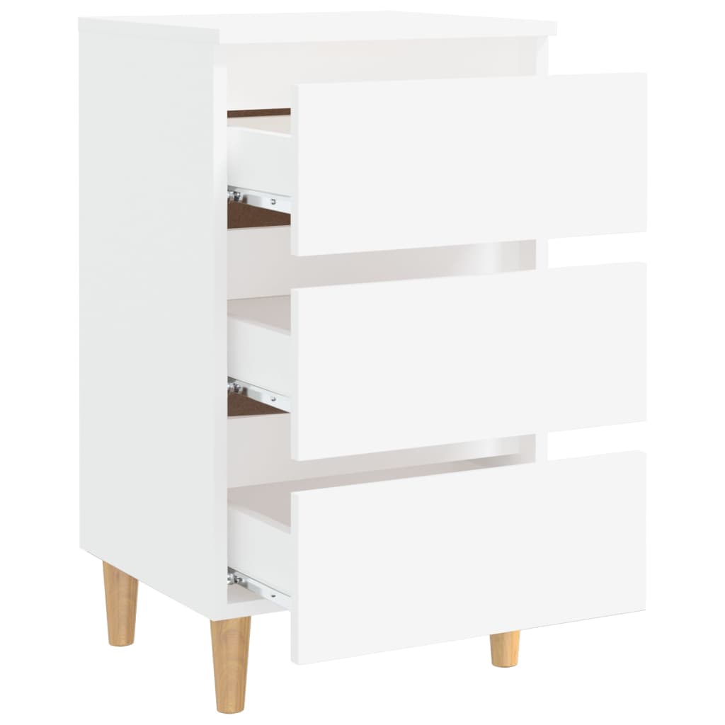 vidaXL Bed Cabinet | White | Engineered wood, Solid eucalyptus wood