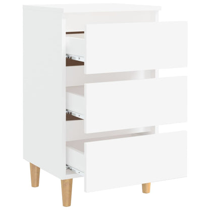 vidaXL Bed Cabinet | White | Engineered wood, Solid eucalyptus wood