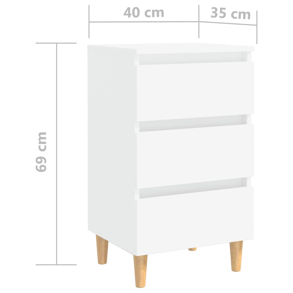 vidaXL Bed Cabinet | White | Engineered wood, Solid eucalyptus wood