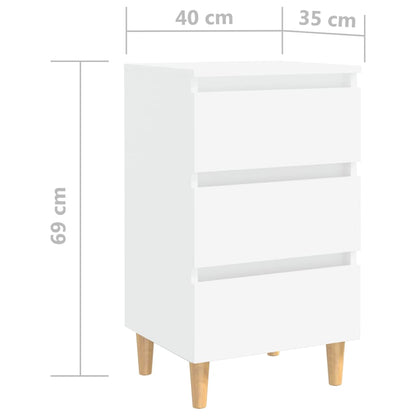 805887 vidaXL Bed Cabinet with Solid Wood Legs White 40x35x69 cm