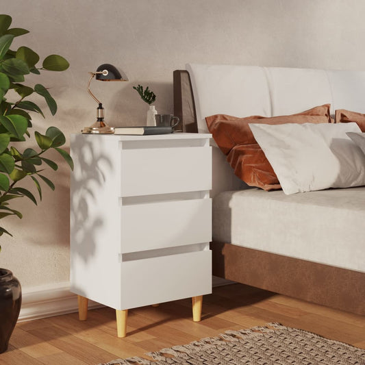 vidaXL Bed Cabinet | White | Engineered wood, Solid eucalyptus wood