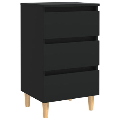 vidaXL Bed Cabinet | Black | Engineered wood, solid eucalyptus wood | Medium