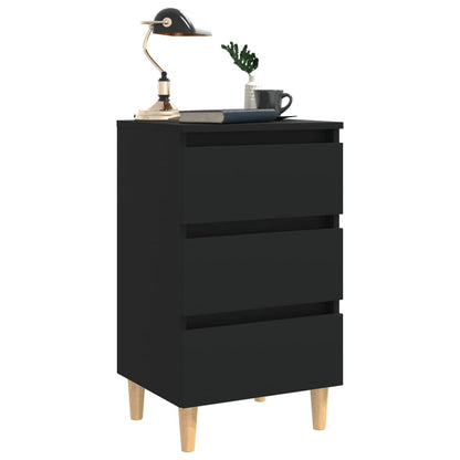 vidaXL Bed Cabinet | Black | Engineered wood, solid eucalyptus wood | Medium
