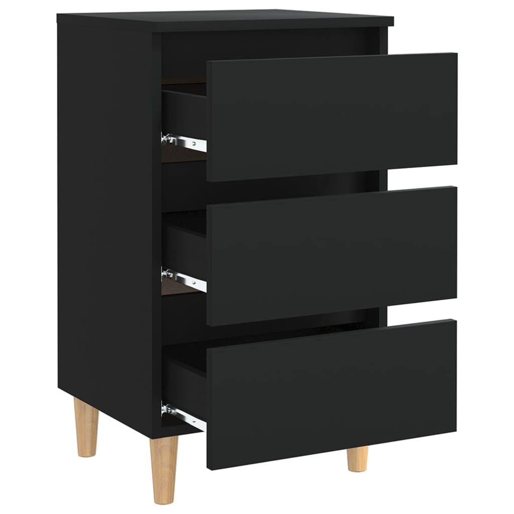 vidaXL Bed Cabinet | Black | Engineered wood, solid eucalyptus wood | Medium