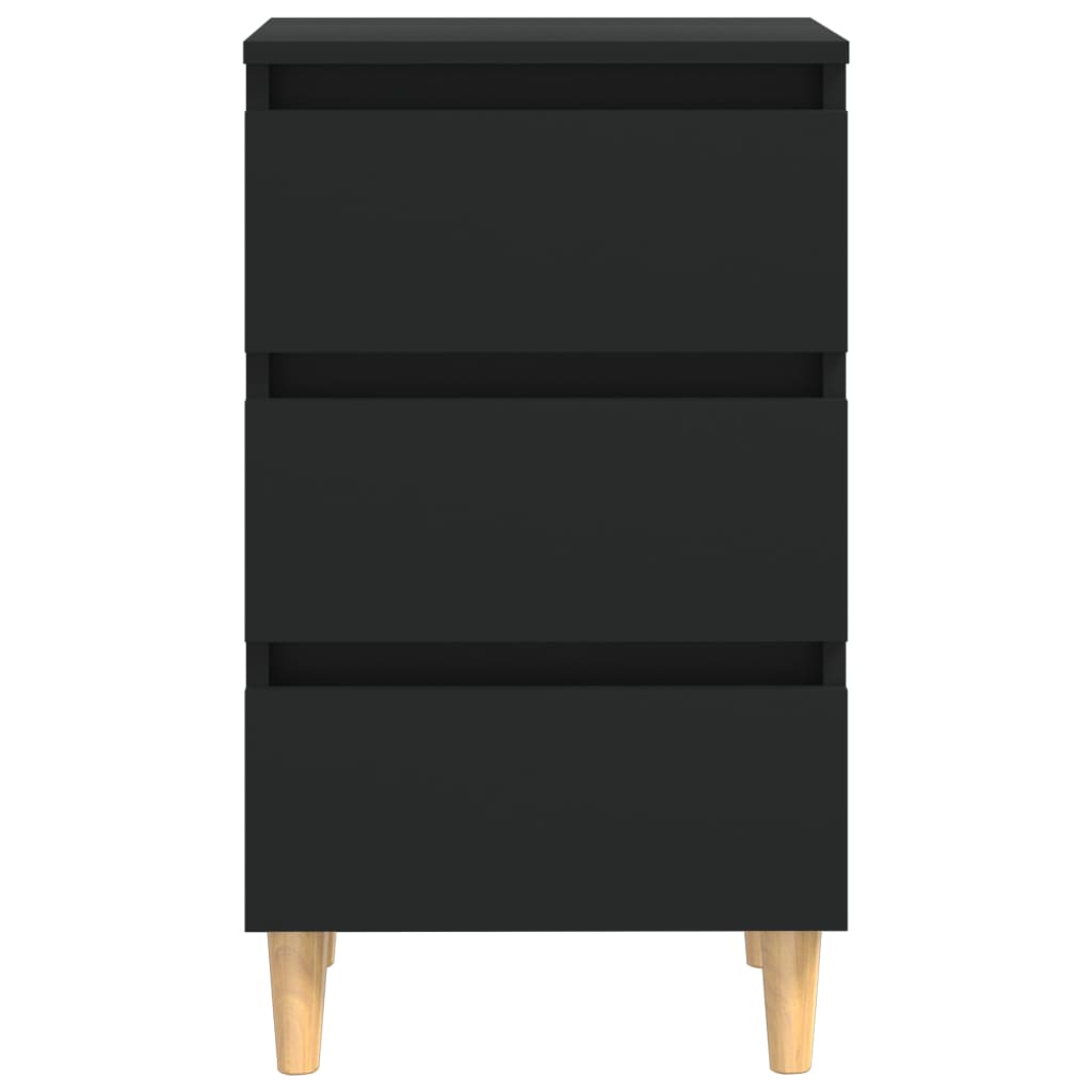 vidaXL Bed Cabinet | Black | Engineered wood, solid eucalyptus wood | Medium