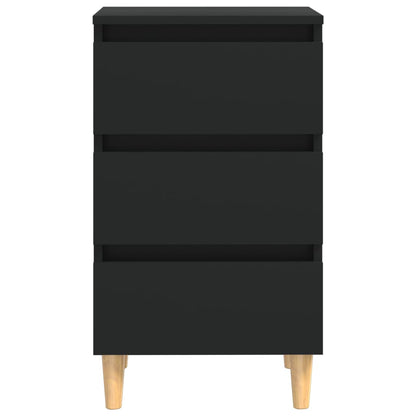 vidaXL Bed Cabinet | Black | Engineered wood, solid eucalyptus wood | Medium