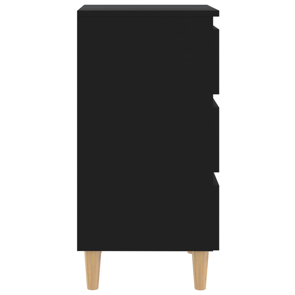vidaXL Bed Cabinet | Black | Engineered wood, solid eucalyptus wood | Medium