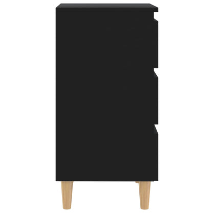 vidaXL Bed Cabinet | Black | Engineered wood, solid eucalyptus wood | Medium
