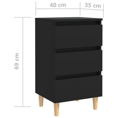 vidaXL Bed Cabinet | Black | Engineered wood, solid eucalyptus wood | Medium