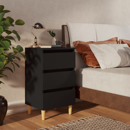 vidaXL Bed Cabinet | Black | Engineered wood, solid eucalyptus wood | Medium